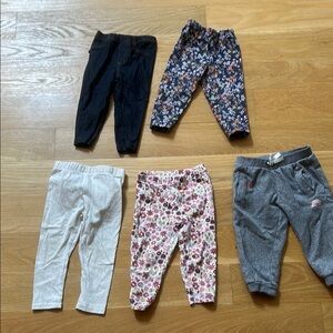 Floral and Solid Kids Leggings Set